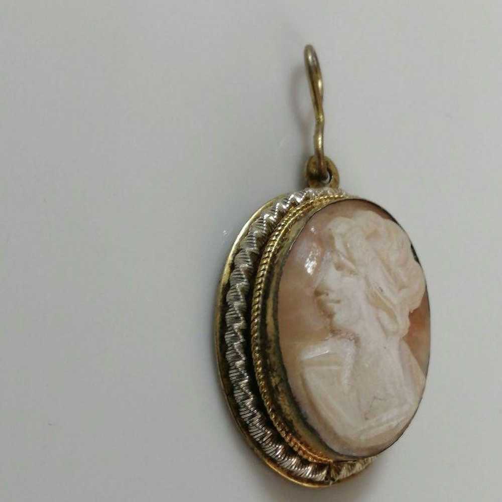 Shell Cameo Pendant Top Vintage Marked - image 3