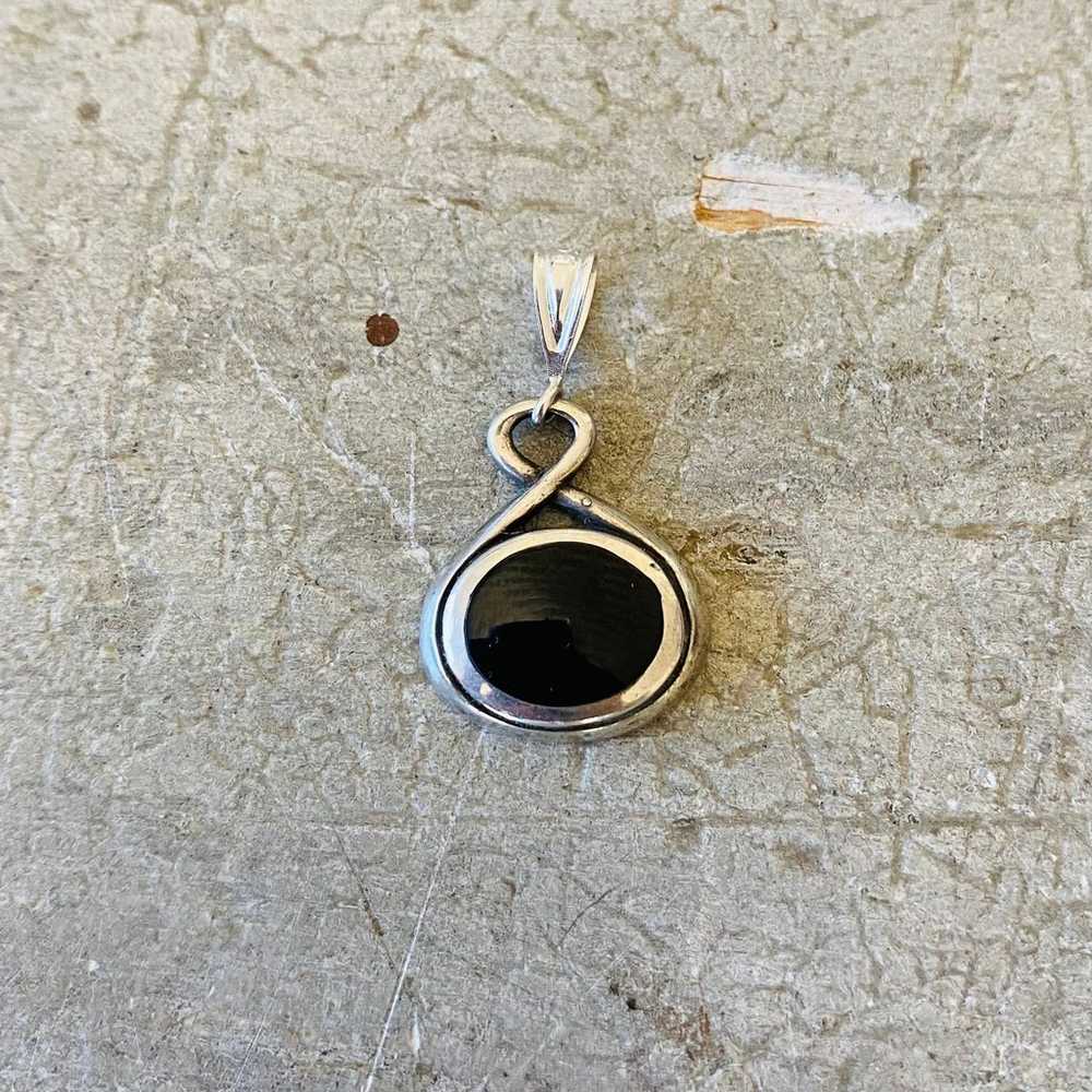 Artisan Sterling Silver & Black Onyx Pendant - image 2