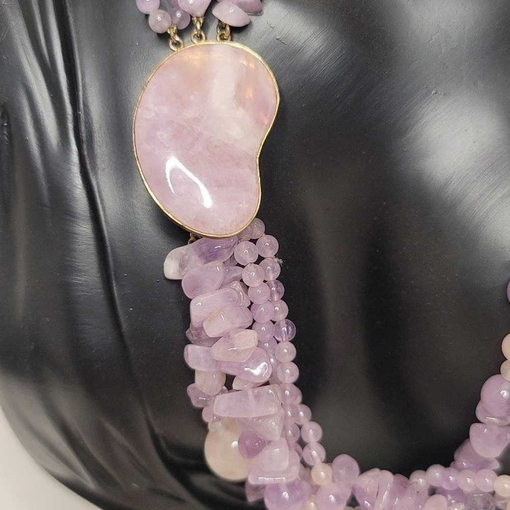 Vintage Genuine Amethyst Rose Quartz Sterling Sil… - image 2