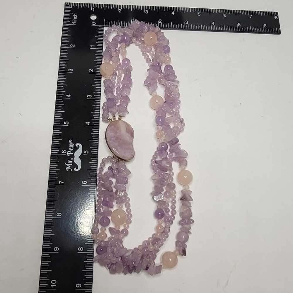 Vintage Genuine Amethyst Rose Quartz Sterling Sil… - image 4