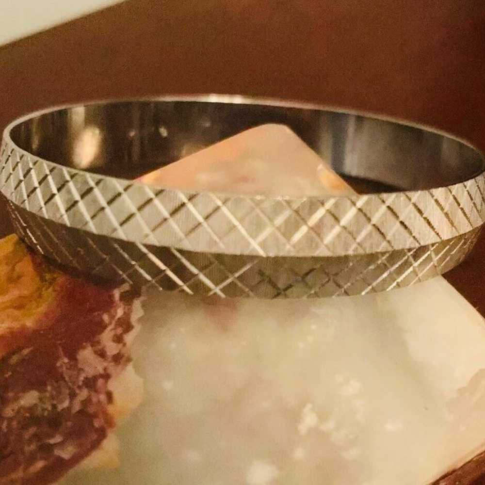 VINTAGE Signed MONET Silver Tone BANGLE - image 3