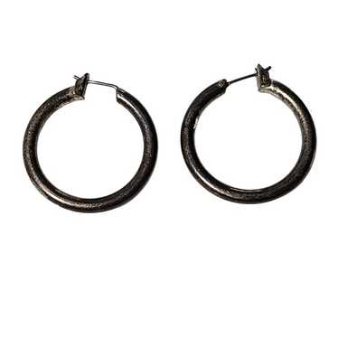 Classic Vintage Silver Tone Hoop Earrings Simple … - image 1