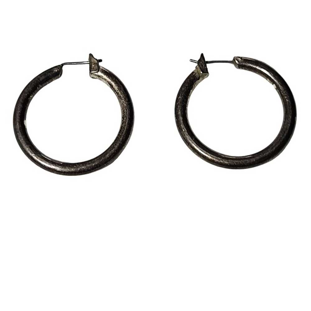 Classic Vintage Silver Tone Hoop Earrings Simple … - image 2