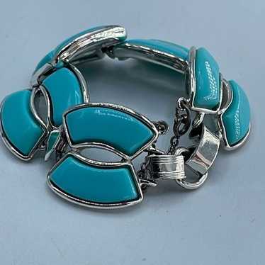 Vintage faux turquoise link bracelet. - image 1