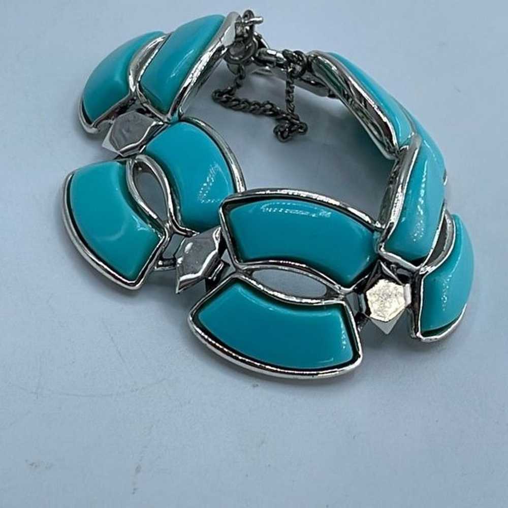 Vintage faux turquoise link bracelet. - image 2