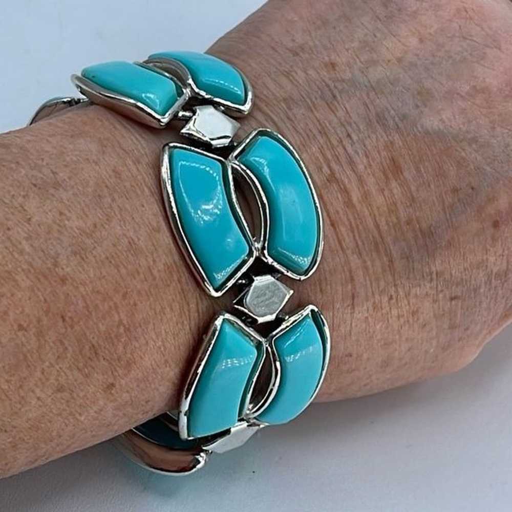 Vintage faux turquoise link bracelet. - image 3