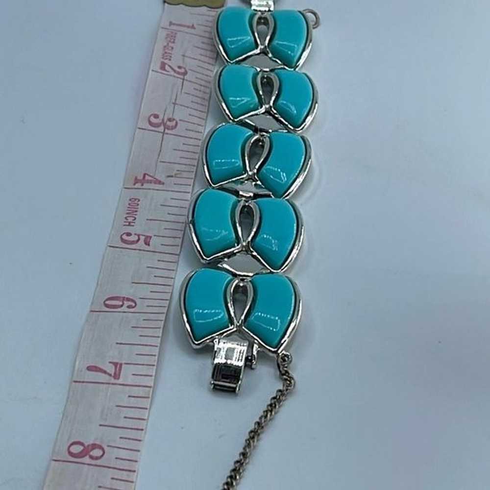 Vintage faux turquoise link bracelet. - image 4