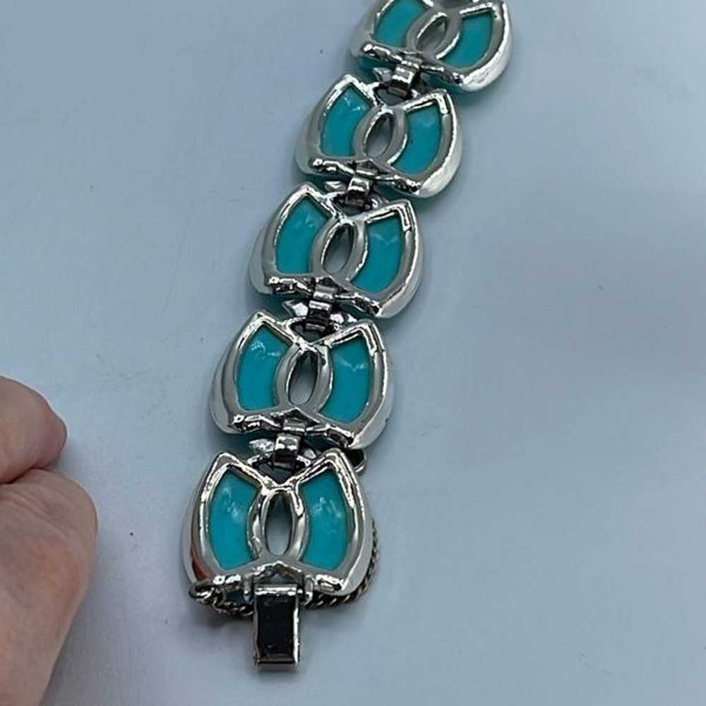 Vintage faux turquoise link bracelet. - image 5