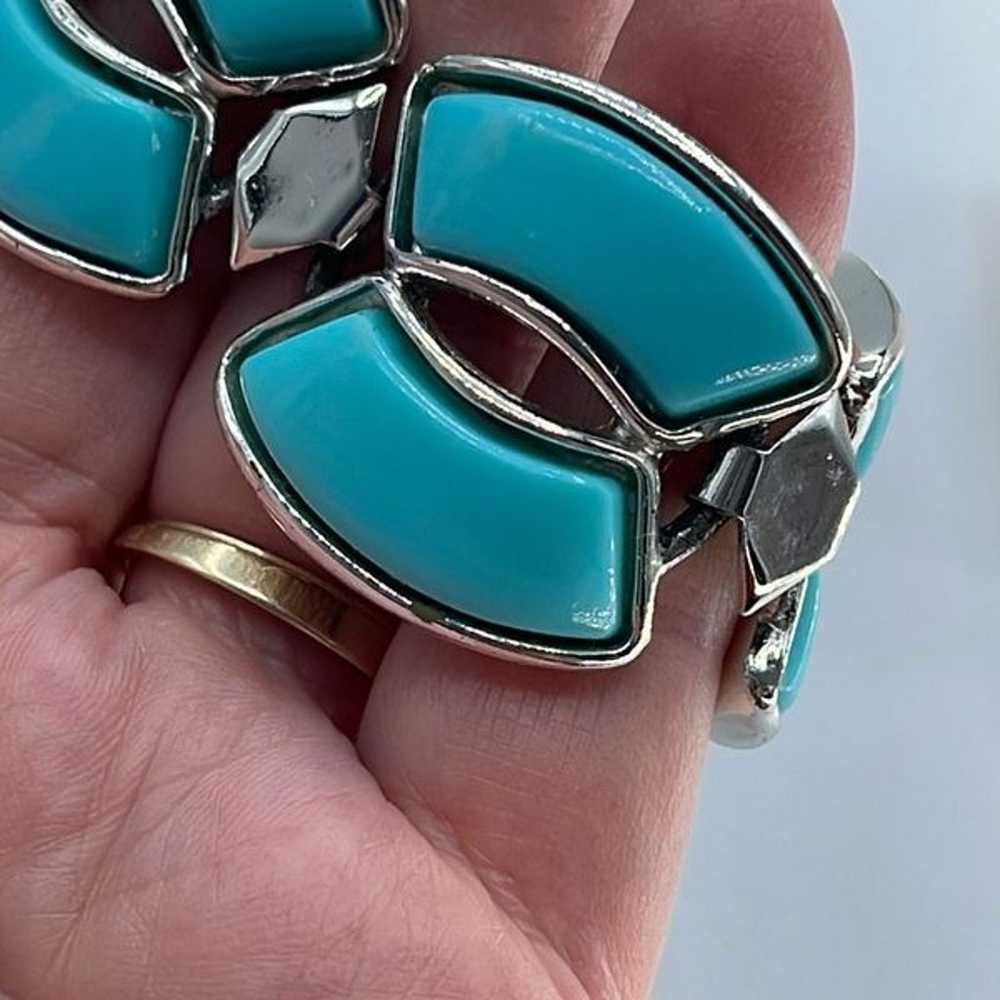 Vintage faux turquoise link bracelet. - image 8