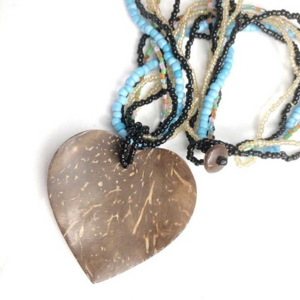 Beaded Heart Pendant Necklace Handmade - image 3