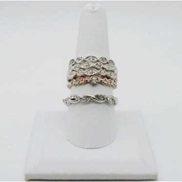 Rhinestone Fashion Ring Set of 5 Silver & Gold To… - image 1