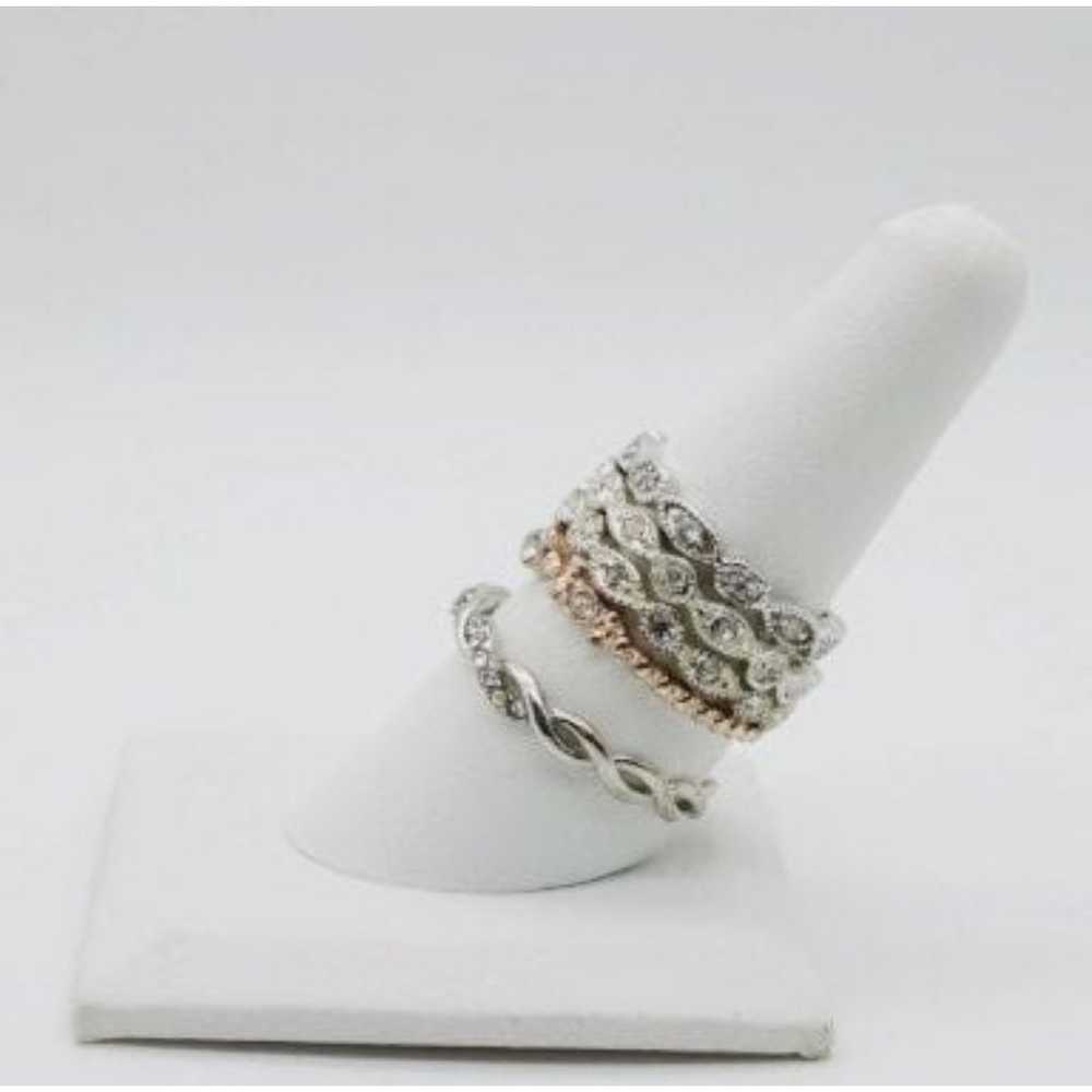 Rhinestone Fashion Ring Set of 5 Silver & Gold To… - image 4