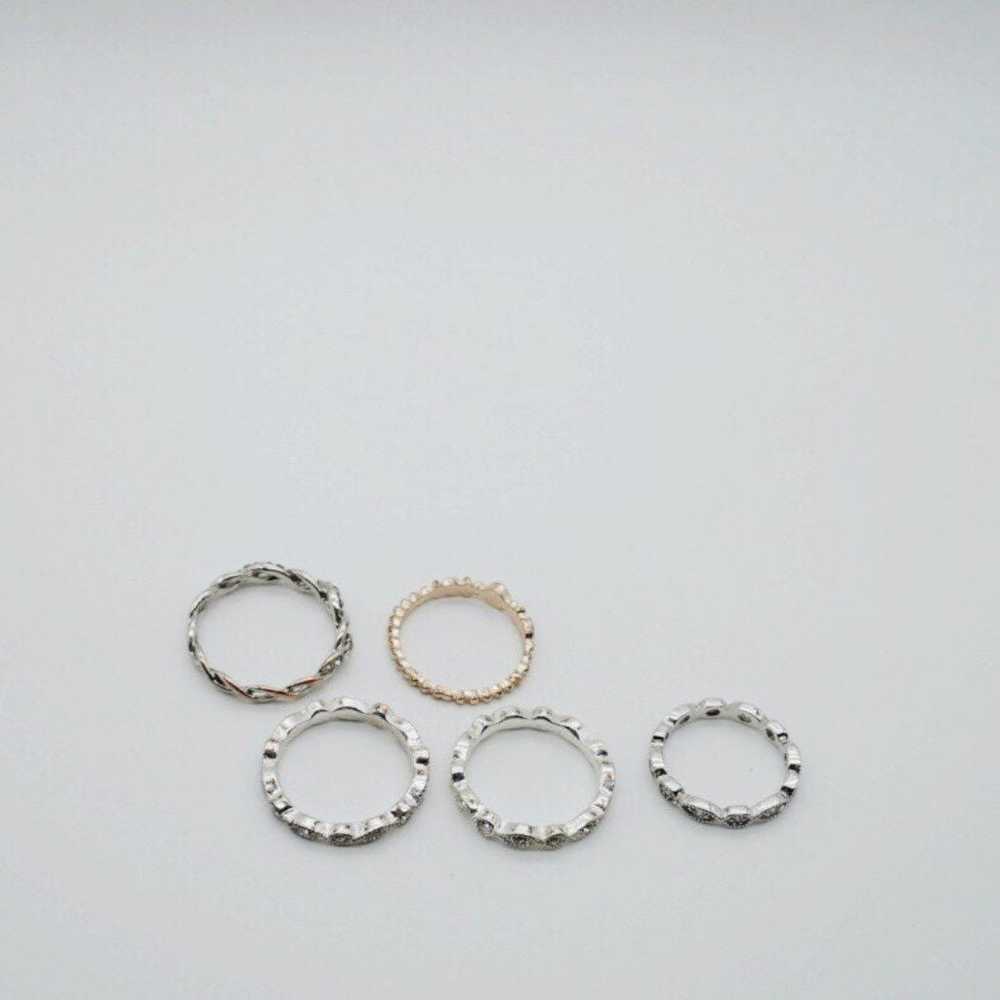 Rhinestone Fashion Ring Set of 5 Silver & Gold To… - image 7