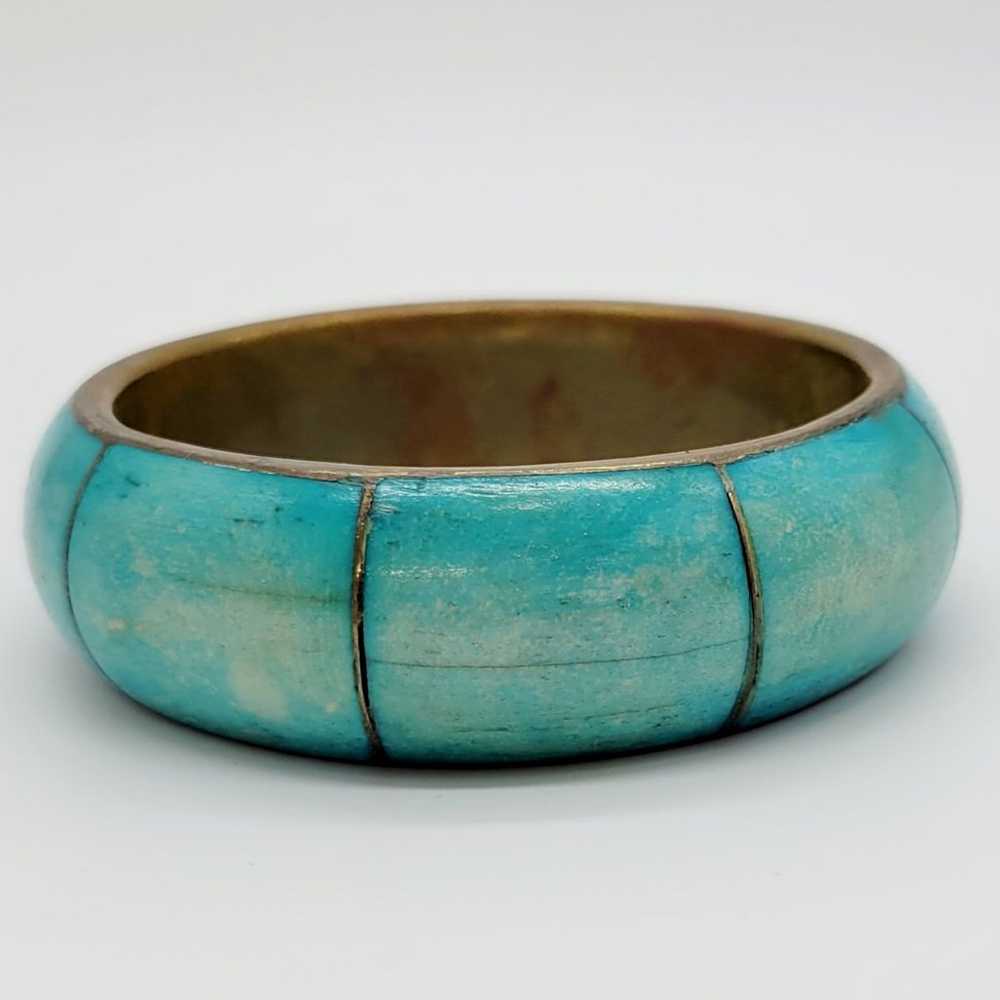 Vintage Aqua Blue Bangle Bracelet (b2) - image 1