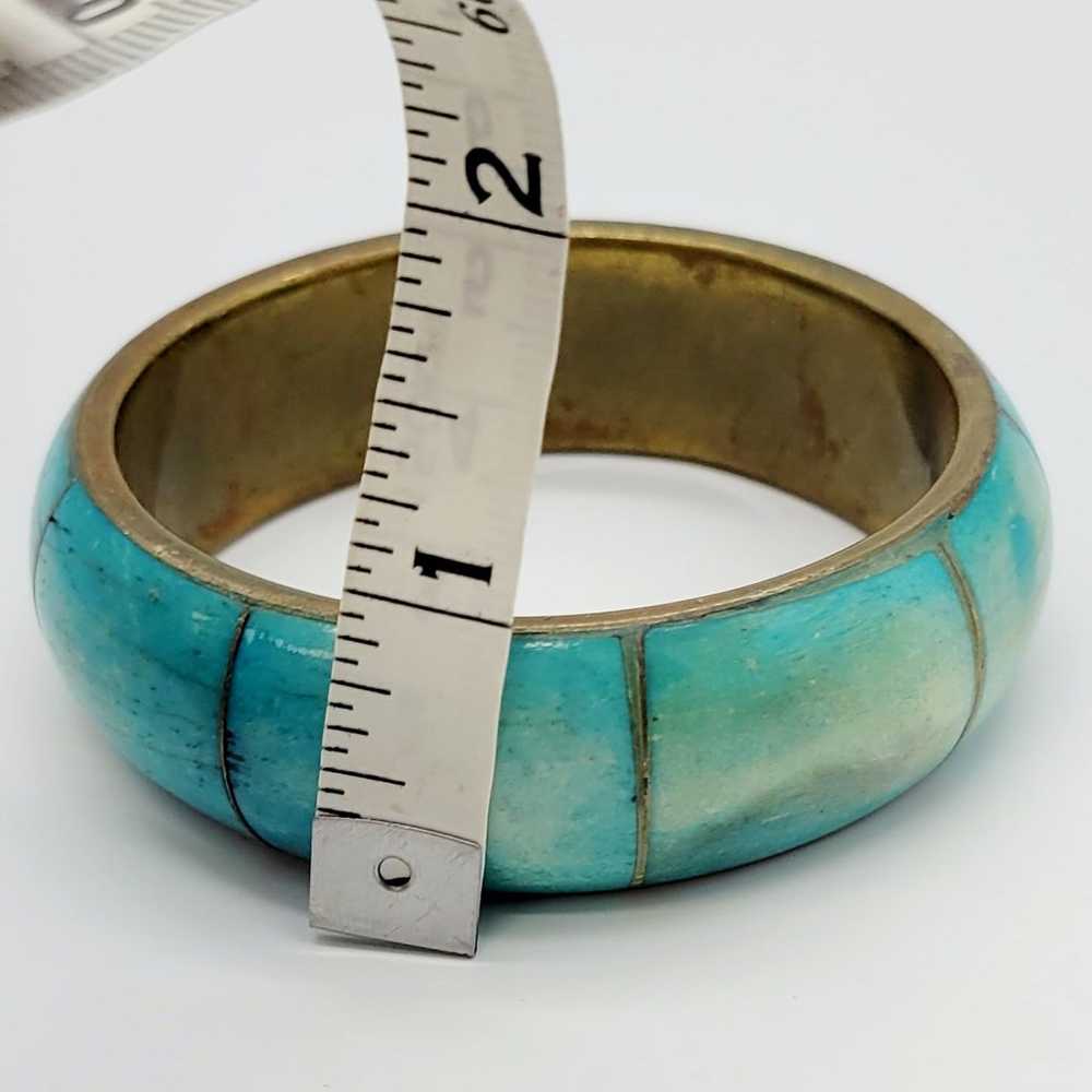 Vintage Aqua Blue Bangle Bracelet (b2) - image 4