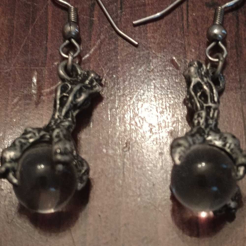 Gothic Dragon Claw Earrings - image 4