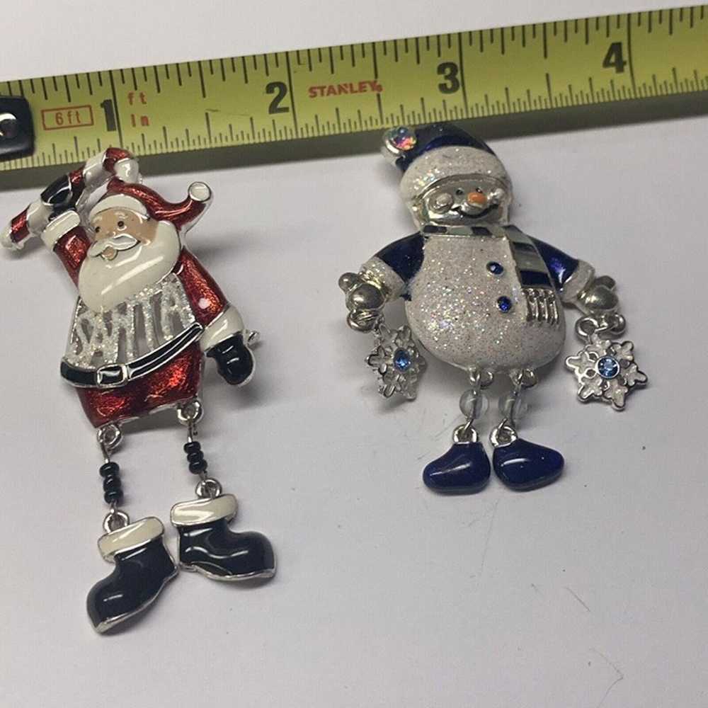 Lot Of 2 Costume Brooches Christmas Santa / Snowm… - image 10