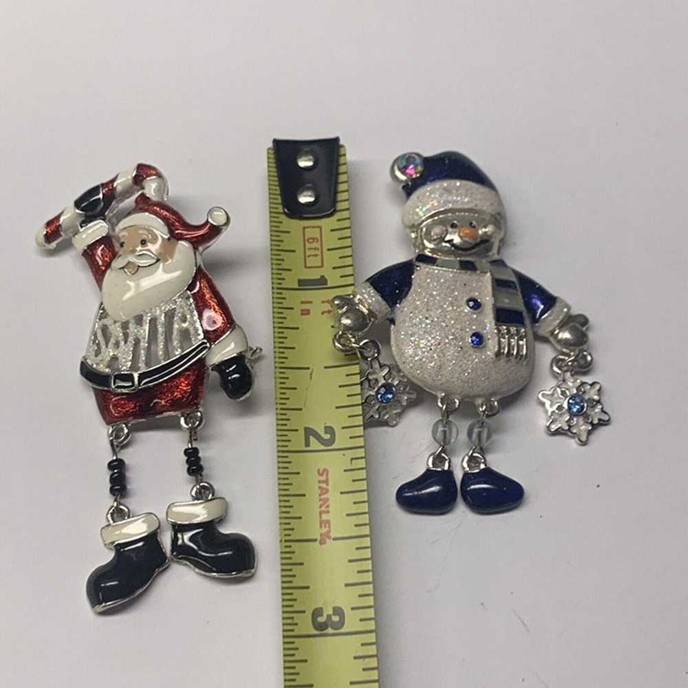 Lot Of 2 Costume Brooches Christmas Santa / Snowm… - image 7