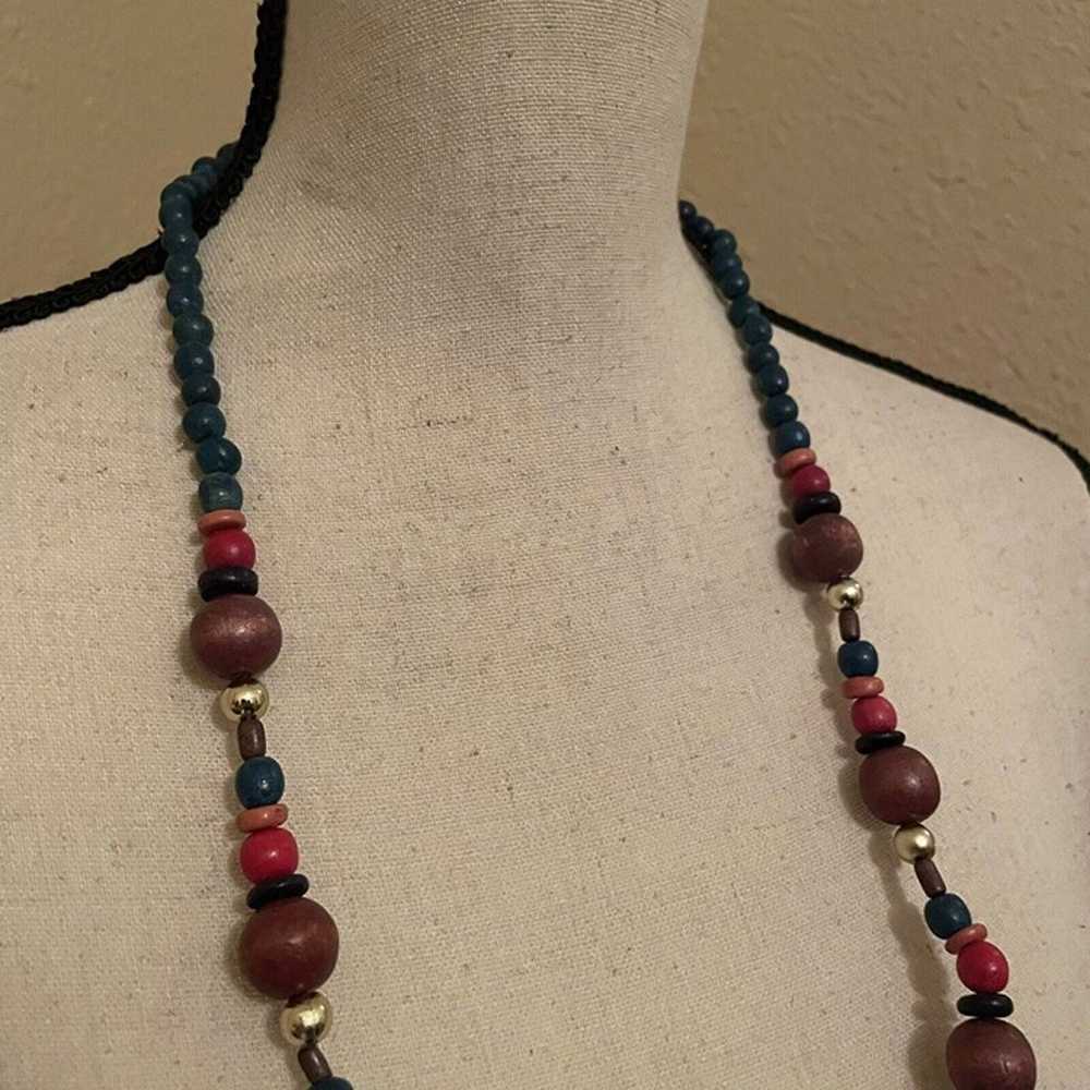 Women’s Long Beaded Necklace Multi Color Some Woo… - image 11