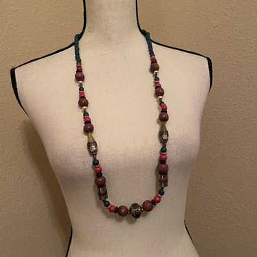 Women’s Long Beaded Necklace Multi Color Some Woo… - image 1