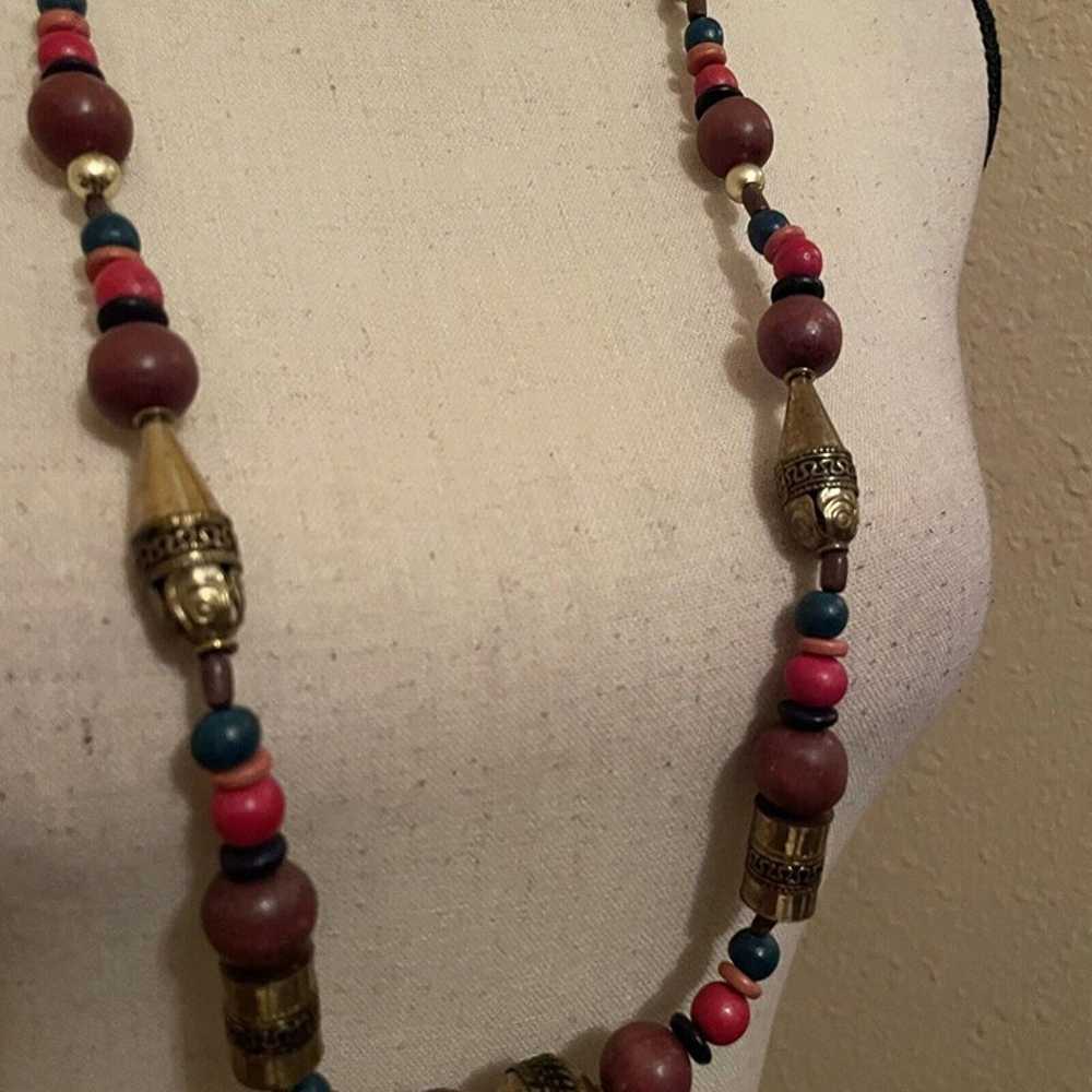 Women’s Long Beaded Necklace Multi Color Some Woo… - image 3