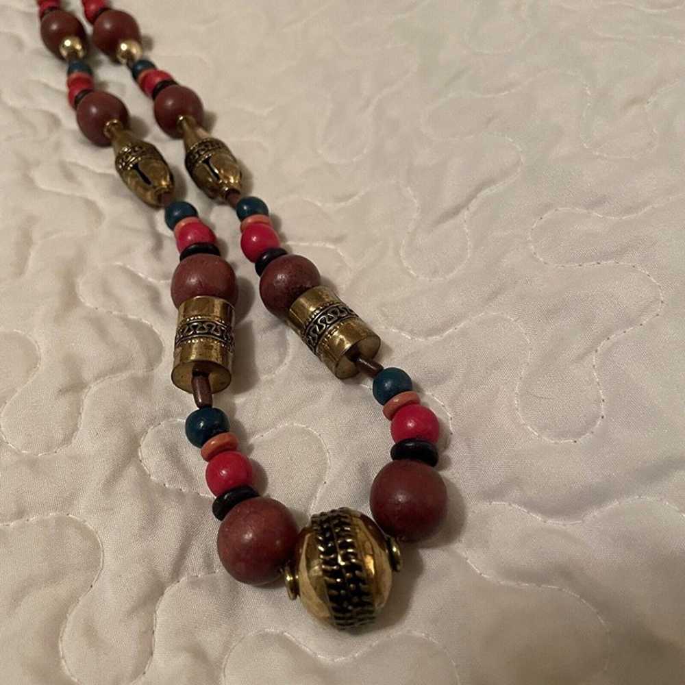 Women’s Long Beaded Necklace Multi Color Some Woo… - image 9