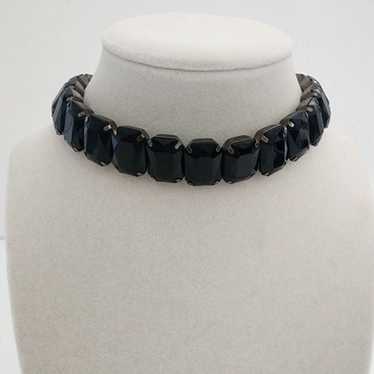 Vintage black Prong Set Rhinestone Choker  Necklac