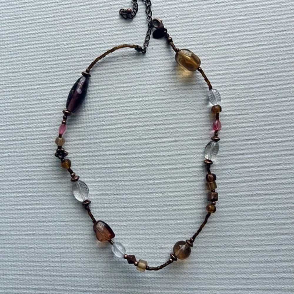 Vintage Lia Sophia Art Glass Bead Choker Necklace - image 3