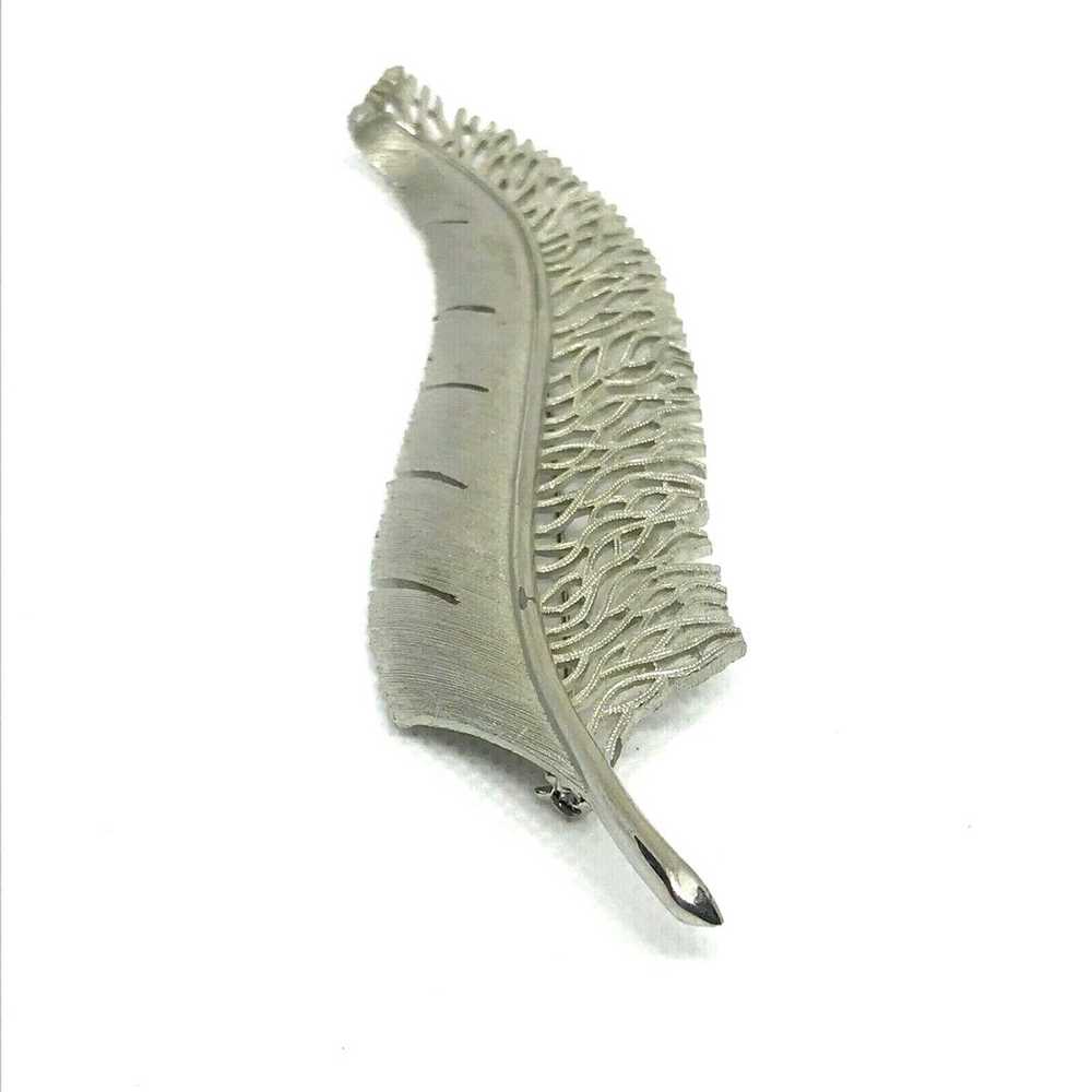 Vintage Estate Feather Shape Silver Tone Statemen… - image 2