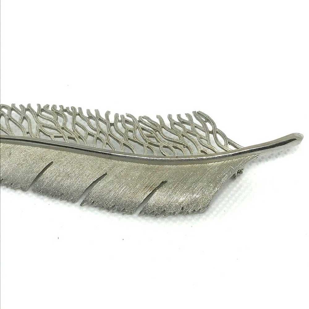 Vintage Estate Feather Shape Silver Tone Statemen… - image 3