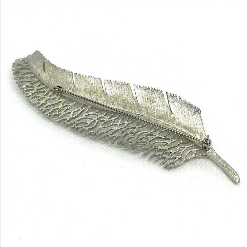 Vintage Estate Feather Shape Silver Tone Statemen… - image 4