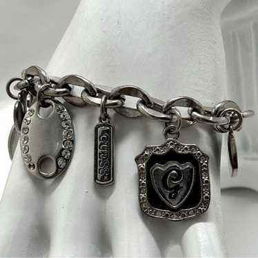 Guess, Vintage Silver Charm Bracelet, 7 Charms, E… - image 1