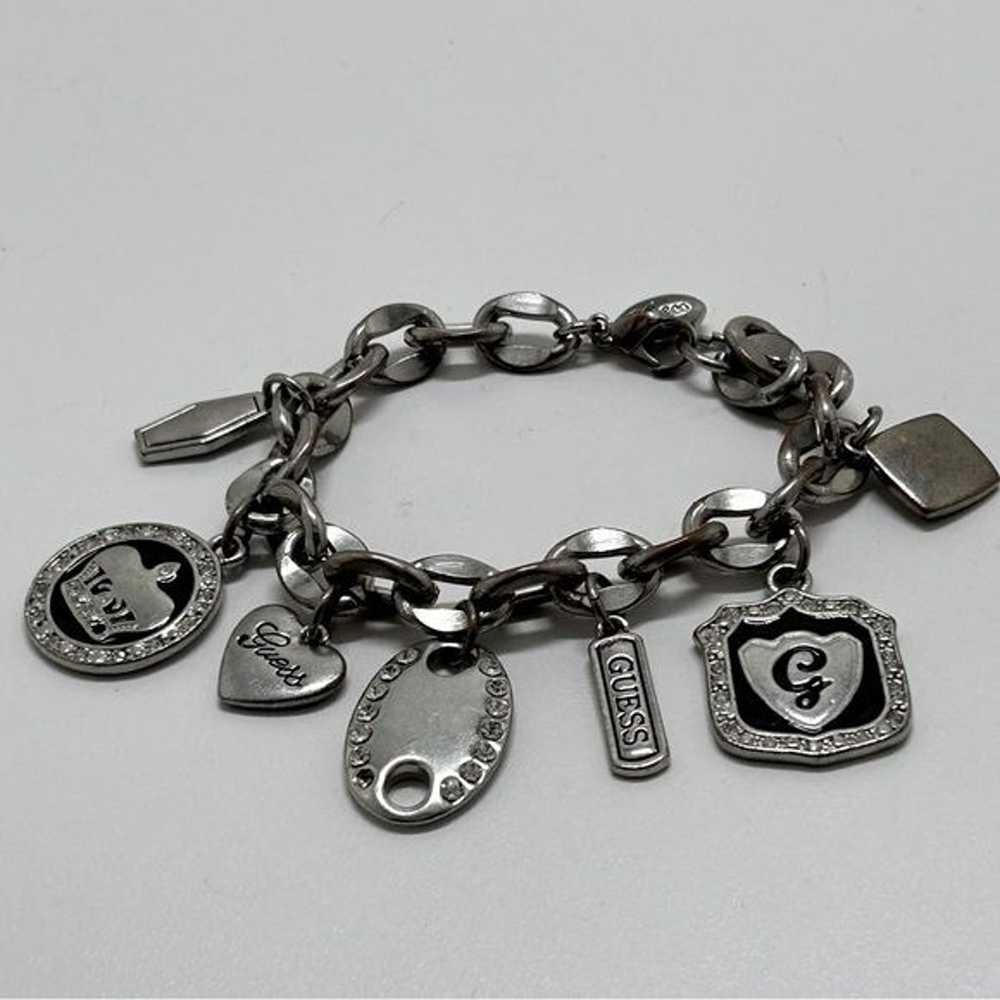 Guess, Vintage Silver Charm Bracelet, 7 Charms, E… - image 2