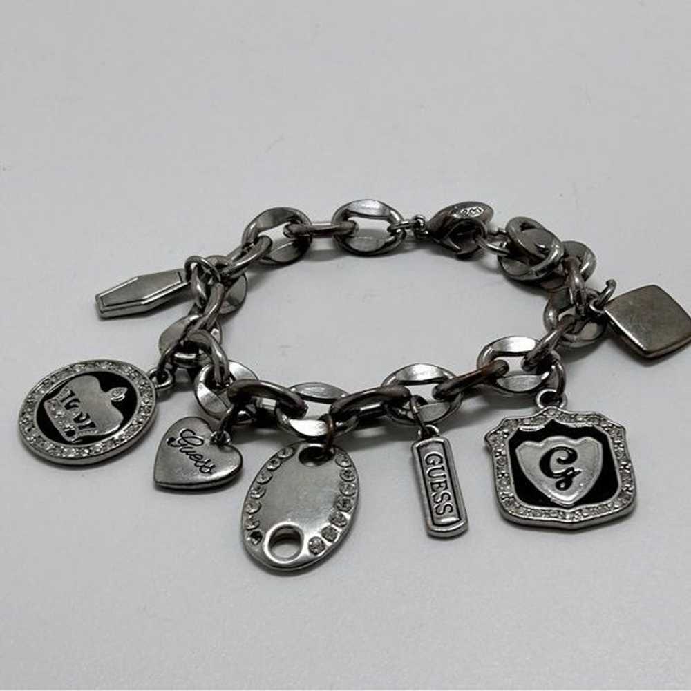 Guess, Vintage Silver Charm Bracelet, 7 Charms, E… - image 4