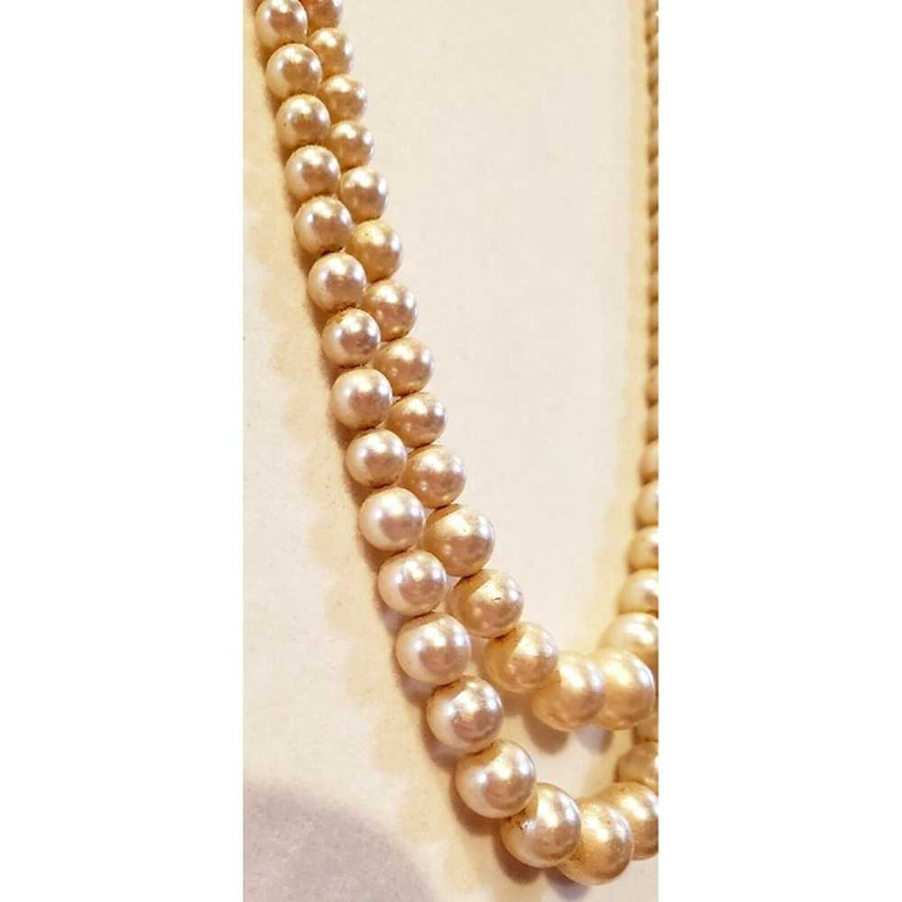 Vintage Double Strand Layered Off White Glass Gra… - image 4