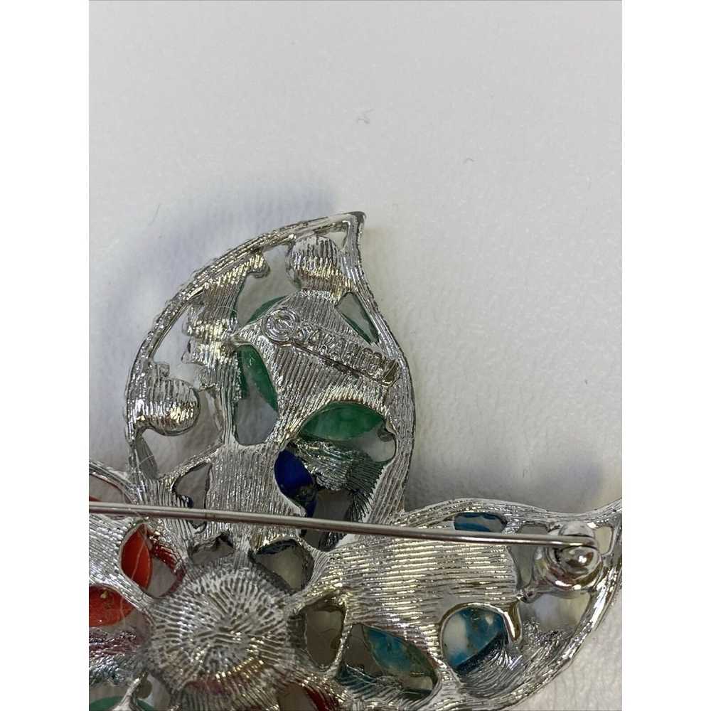 Sarah Coventry Leaf Brooch  Multi Colored 1967 Fa… - image 6