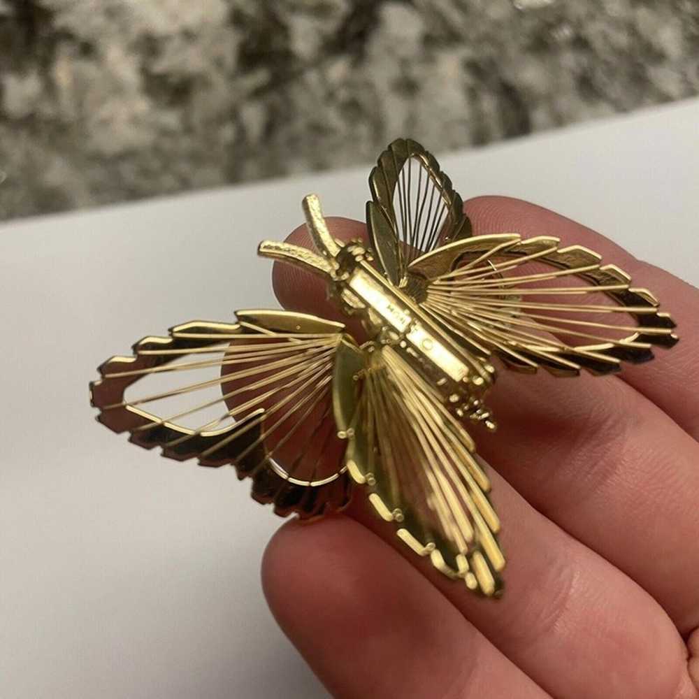 Signed Monet Brooch Pin Gold Tone Butterfly Insect - image 2