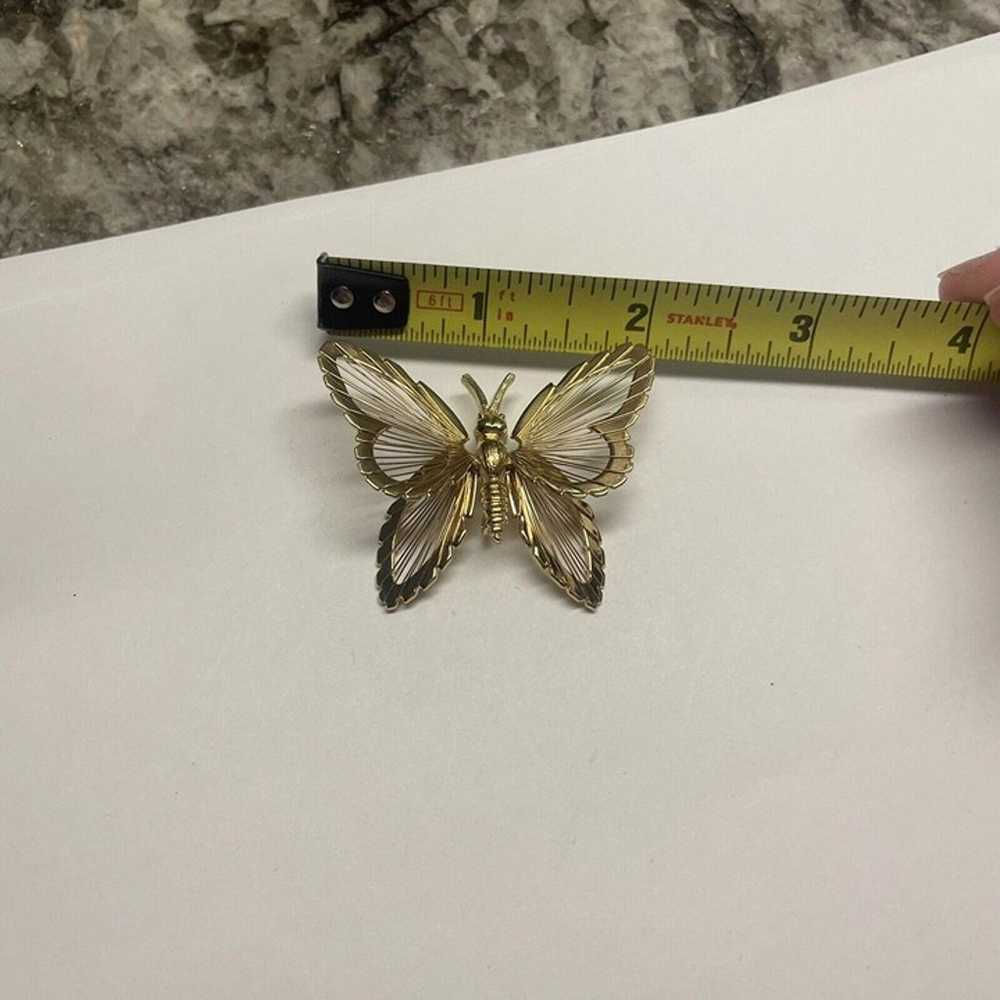 Signed Monet Brooch Pin Gold Tone Butterfly Insect - image 3