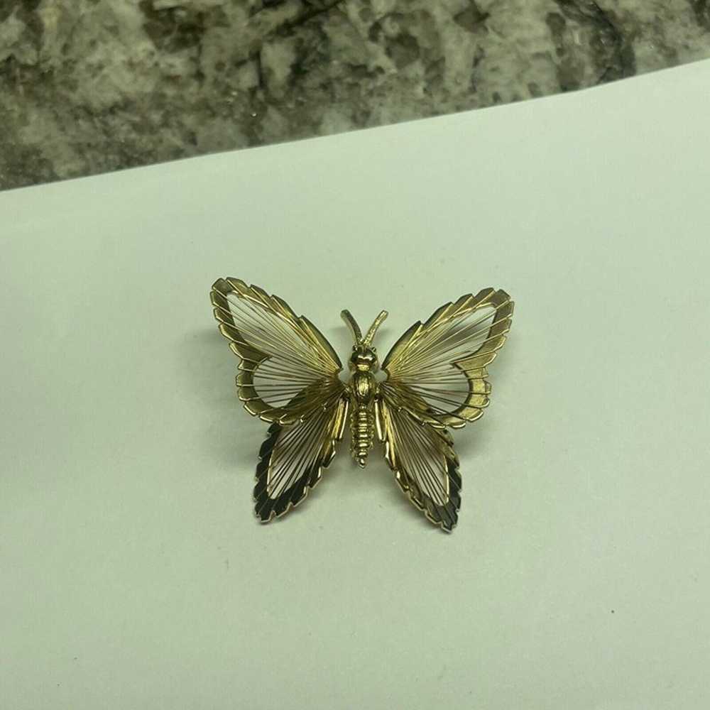 Signed Monet Brooch Pin Gold Tone Butterfly Insect - image 7