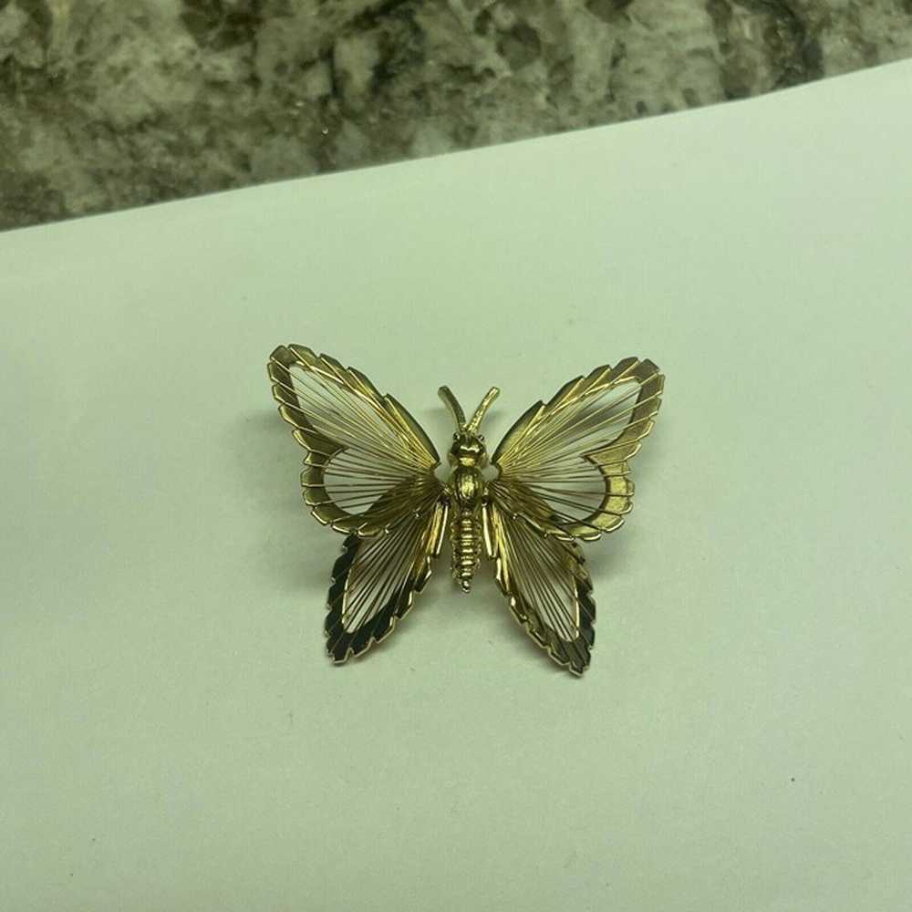 Signed Monet Brooch Pin Gold Tone Butterfly Insect - image 8