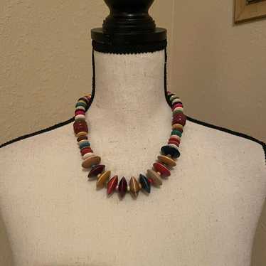 Women’s Necklace Beaded Statement Multi Color Col… - image 1