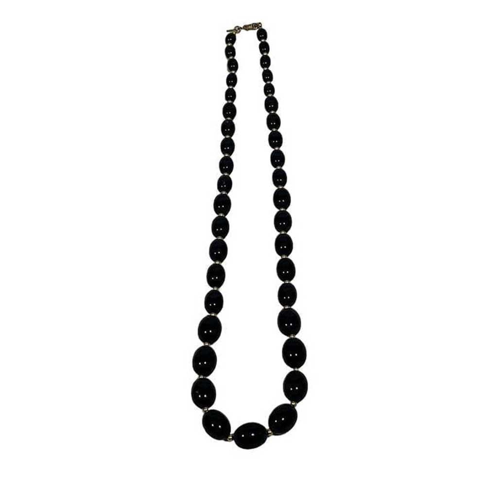 Monet Vintage Black Bead Long Necklace - image 1