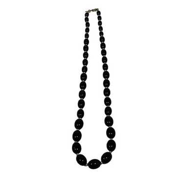 Monet Vintage Black Bead Long Necklace - image 1