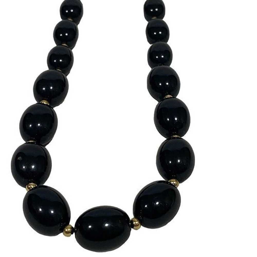 Monet Vintage Black Bead Long Necklace - image 2