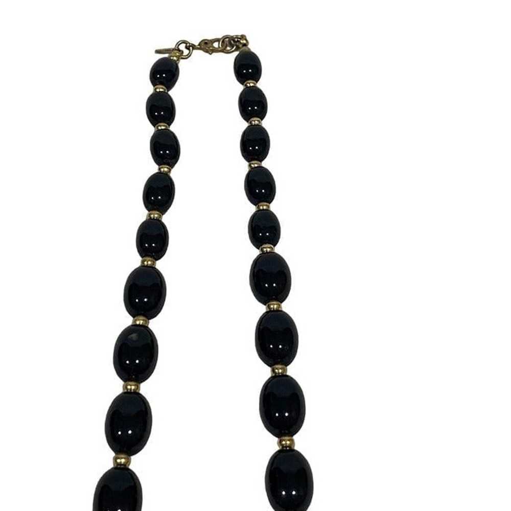 Monet Vintage Black Bead Long Necklace - image 3