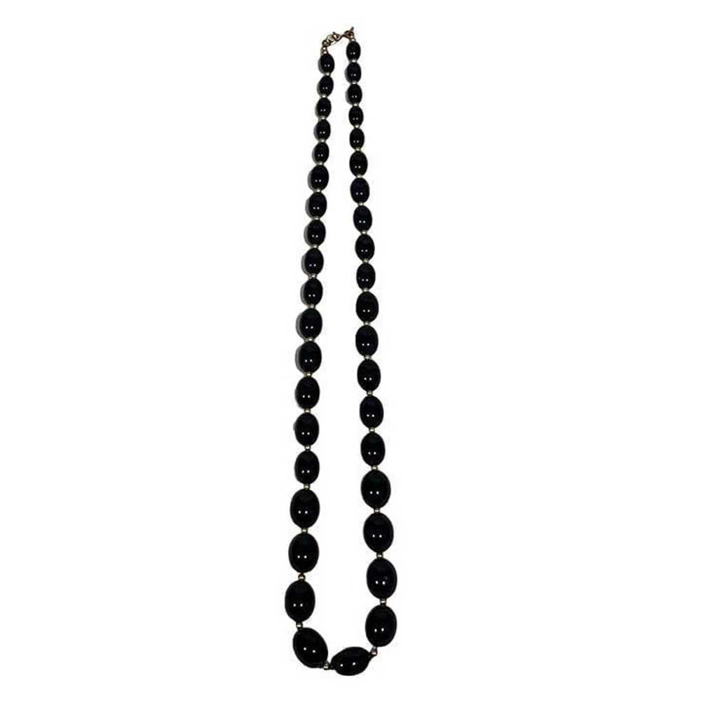 Monet Vintage Black Bead Long Necklace - image 4