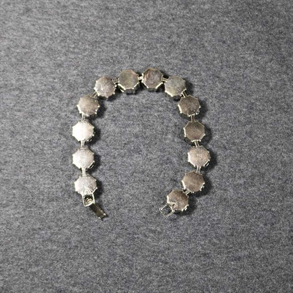 vintage costume jewelry silver tone  large deep b… - image 8