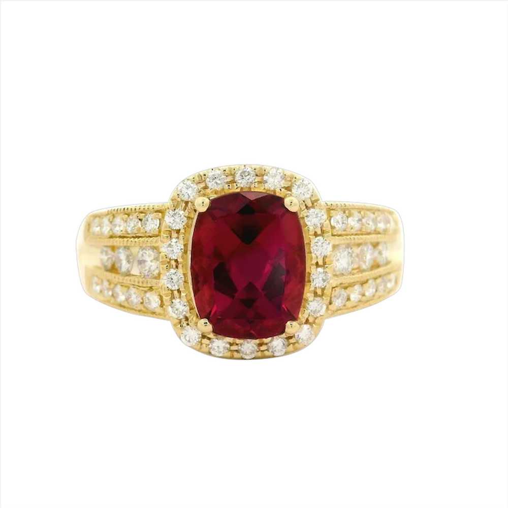 14k Yellow Gold 2.75ctw Tourmaline w/ Diamond Hal… - image 1