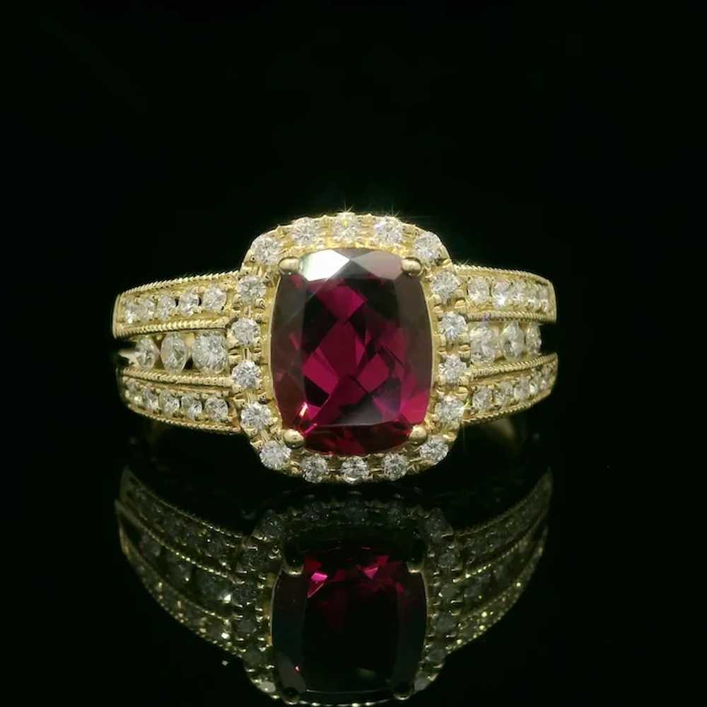 14k Yellow Gold 2.75ctw Tourmaline w/ Diamond Hal… - image 2