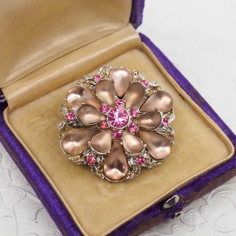 Vintage 1960s Pink and Fuchsia Rhinestone Cabocho… - image 2